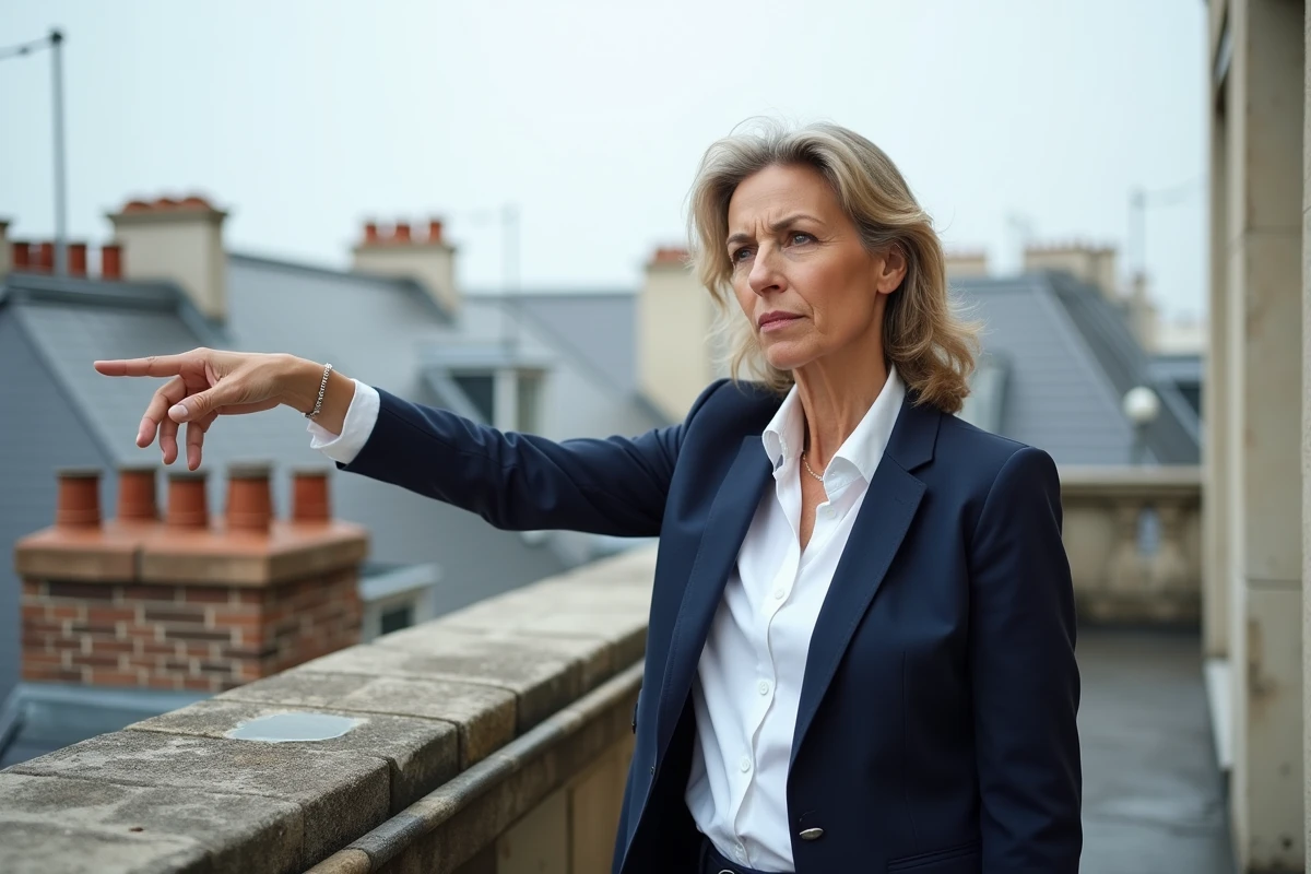 Architecte inspectant des dégradations structurelles sur la toiture d'un immeuble dans le cadre d'une expertise pour gros travaux