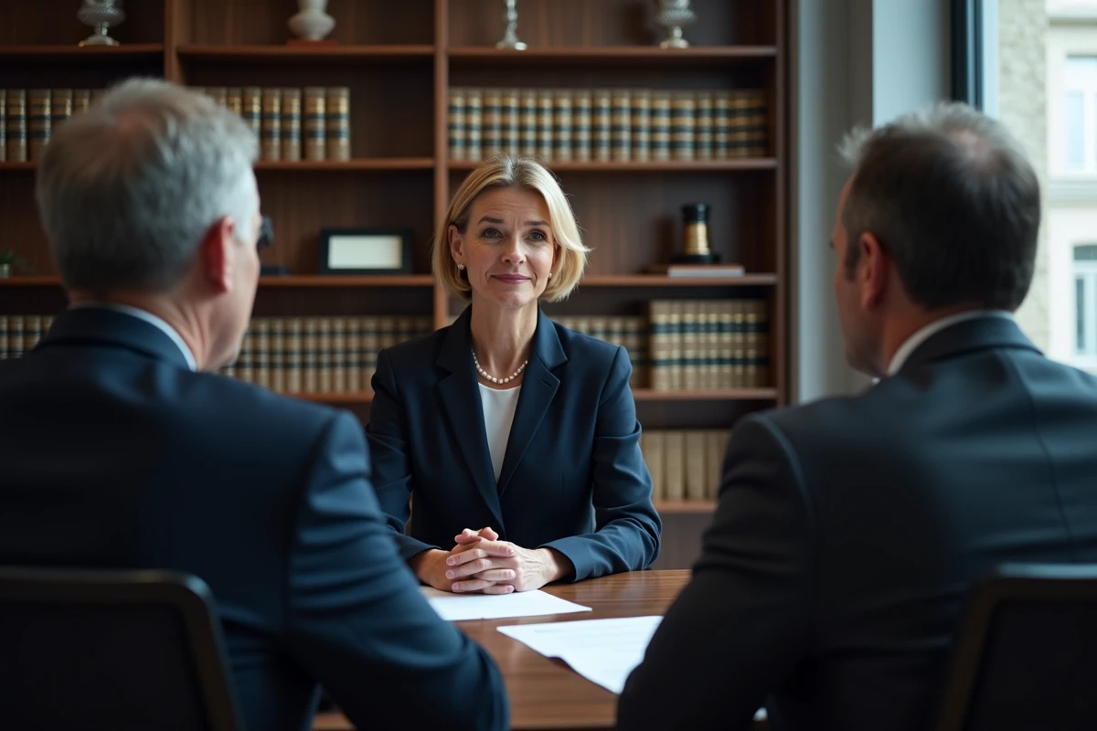 Consultation juridique chez un notaire pour protéger ses droits lors d'une vente immobilière en divorce conflictuel