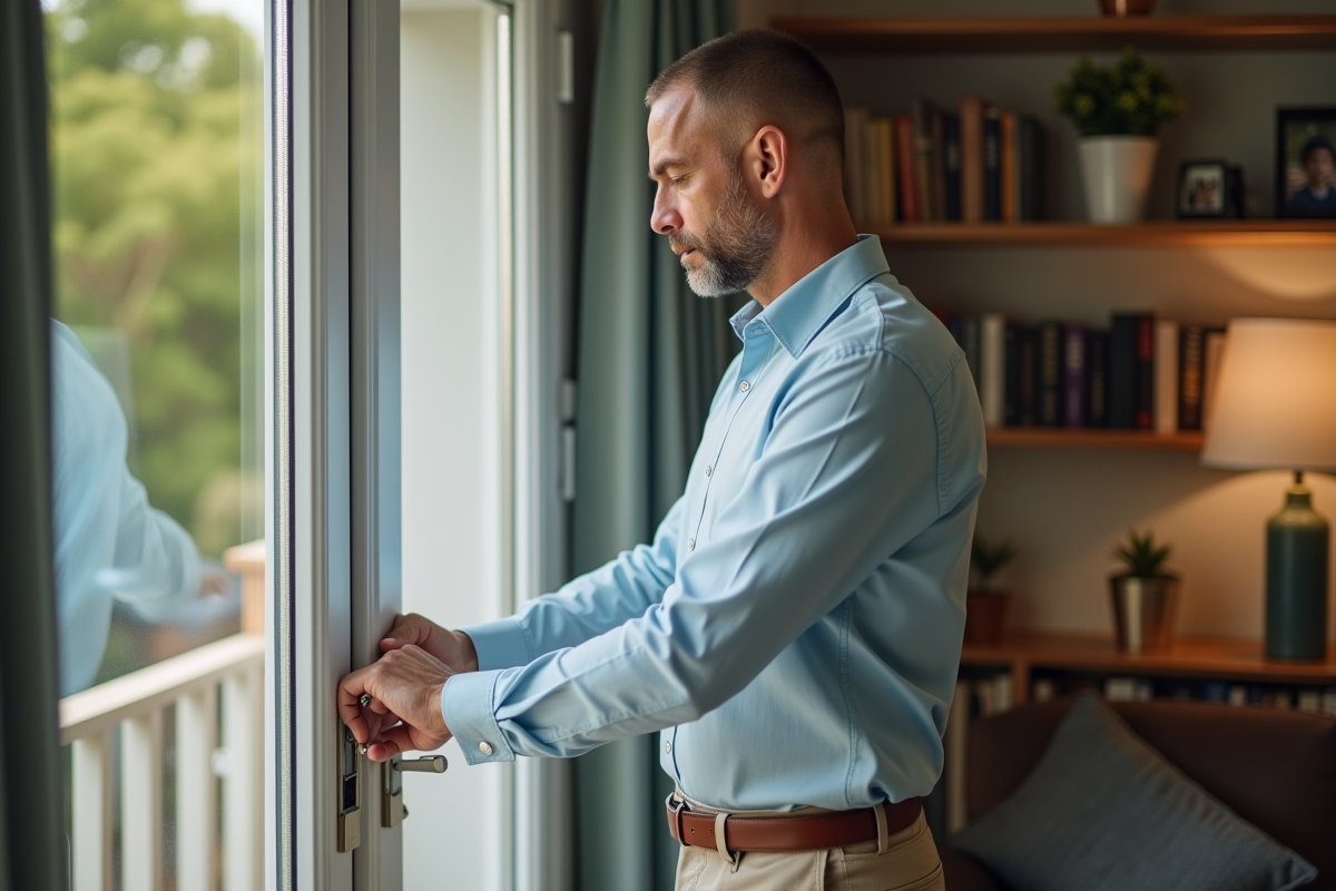 Homme vérifiant la serrure d