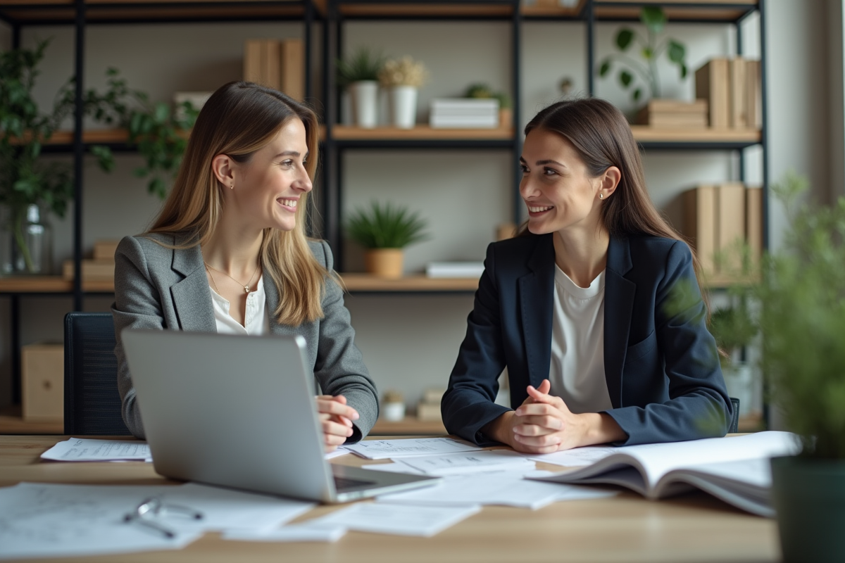 Femme discutant avec un conseiller fiscal dans un bureau lumineux