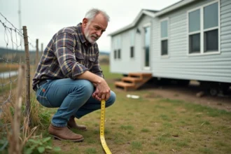 Mobil-home installé sur un terrain non constructible avec vue dégagée