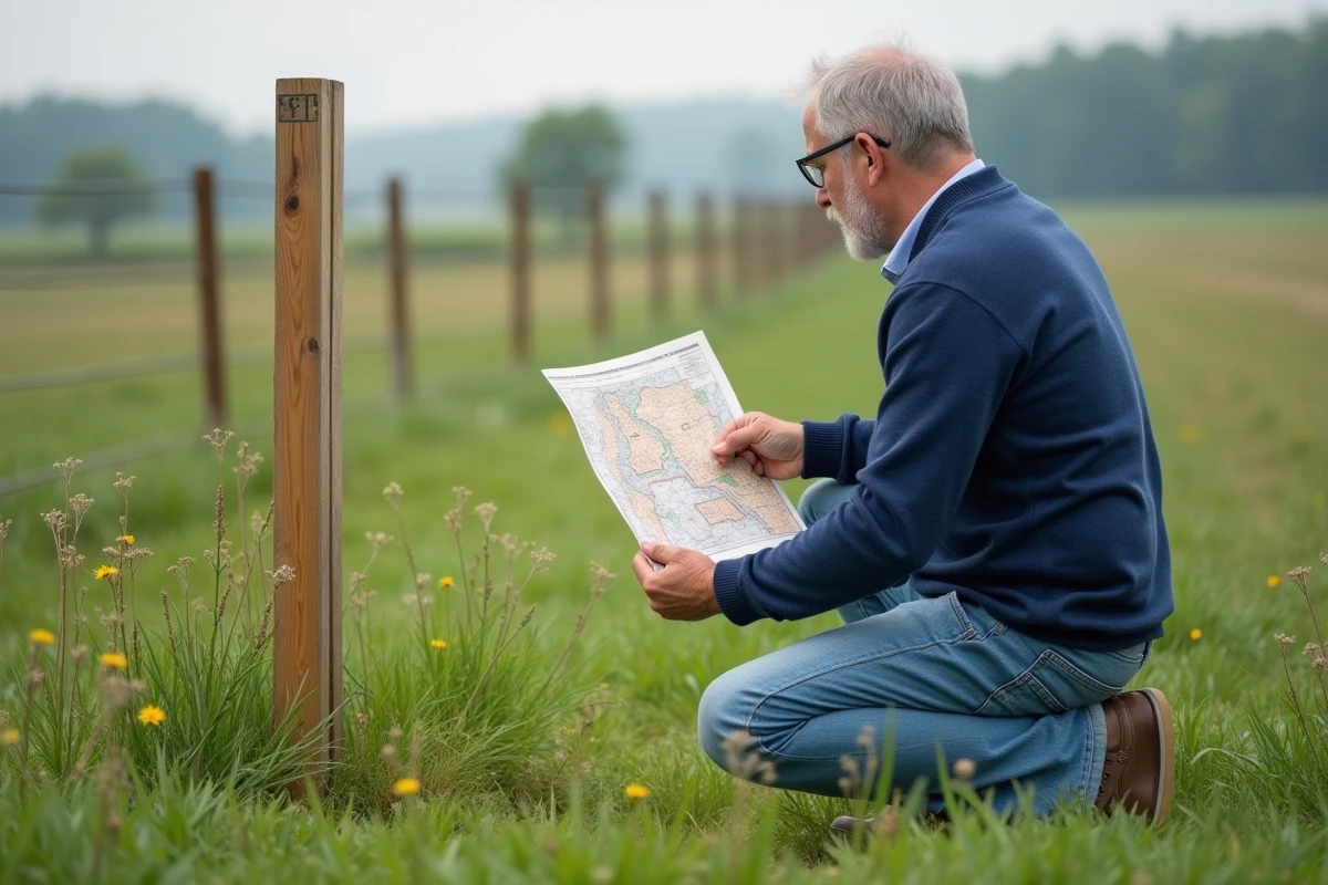Homme étudiant une carte de terrain en plein air