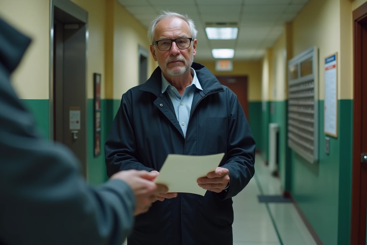 Homme remettant une plainte au gestionnaire d