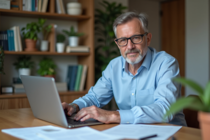 Homme d'âge moyen examinant ses documents fiscaux