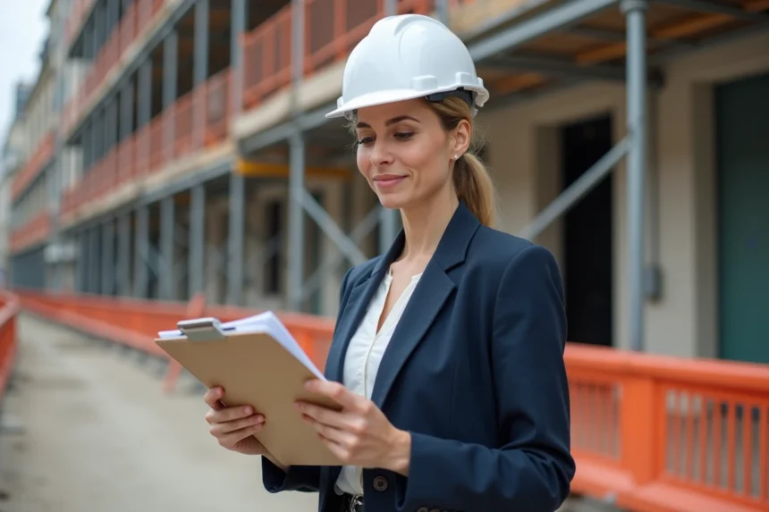Professionnelle en chantier parisien consultant des formulaires administratifs pour ChantierAccess