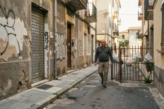 Rue étroite et dégradée dans un quartier résidentiel du 9ème arrondissement de Marseille avec façades abîmées et graffitis
